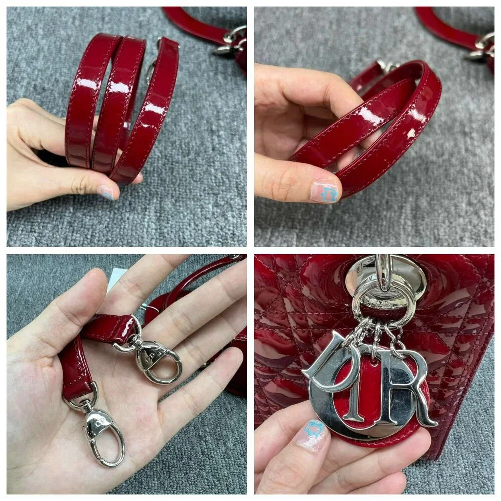 100% Authentic Dior Patent Medium Red Leather Satchel Bag - Picture 15 of 16